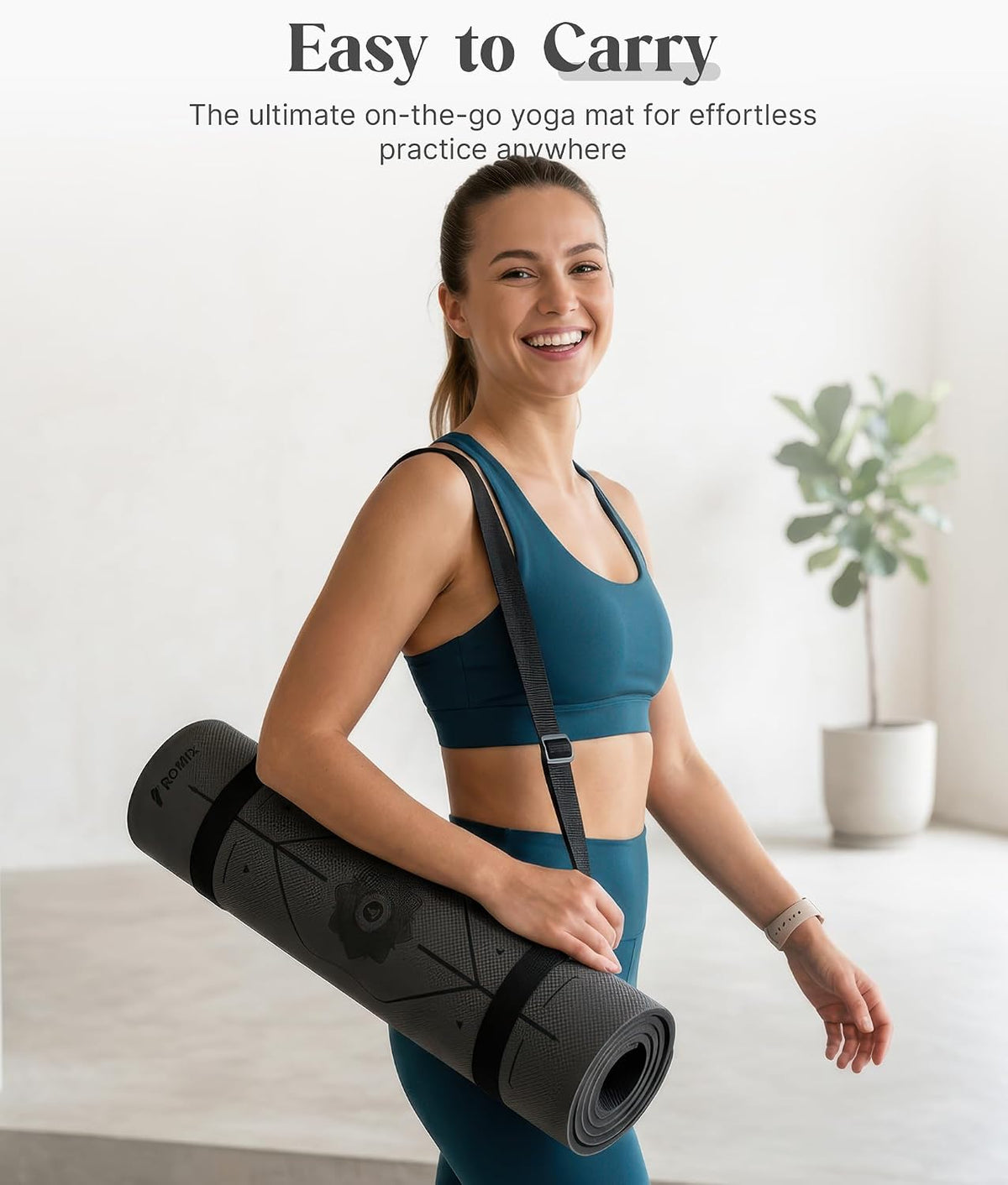 Pro Yoga Mat With Alignment Lines, 6Mm Thick Non-Slip Exercise Mat