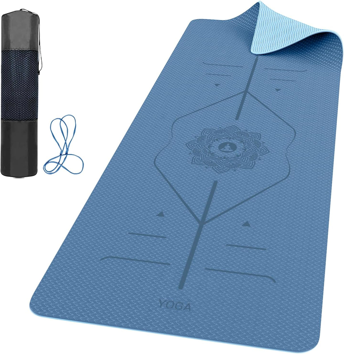 Pro Yoga Mat With Alignment Lines, 6Mm Thick Non-Slip Exercise Mat