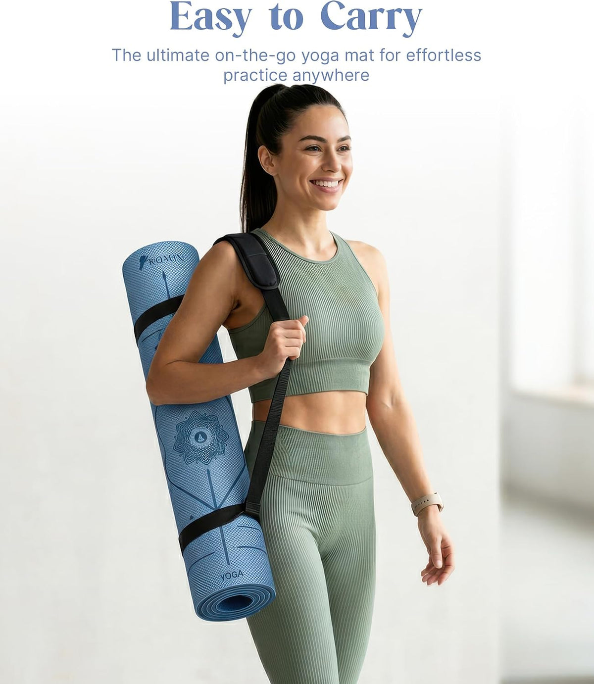 Pro Yoga Mat With Alignment Lines, 6Mm Thick Non-Slip Exercise Mat