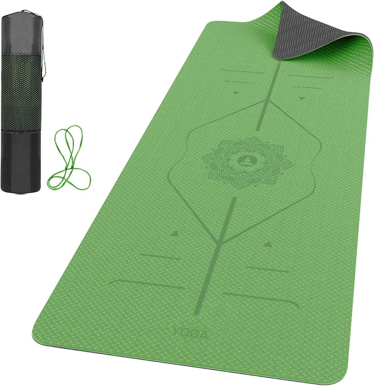 Pro Yoga Mat With Alignment Lines, 6Mm Thick Non-Slip Exercise Mat