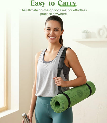Pro Yoga Mat With Alignment Lines, 6Mm Thick Non-Slip Exercise Mat