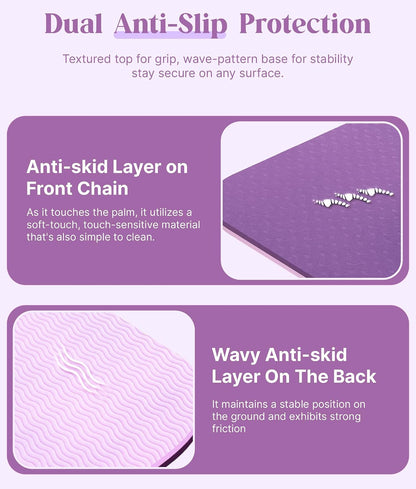 Pro Yoga Mat With Alignment Lines, 6Mm Thick Non-Slip Exercise Mat
