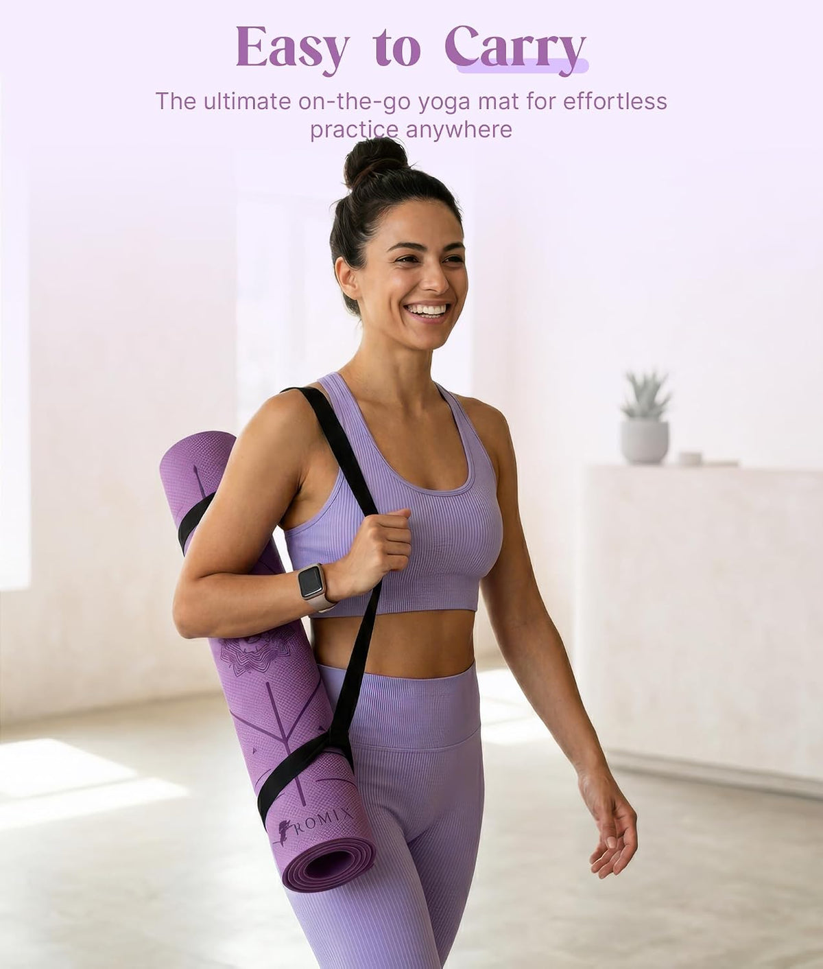 Pro Yoga Mat With Alignment Lines, 6Mm Thick Non-Slip Exercise Mat