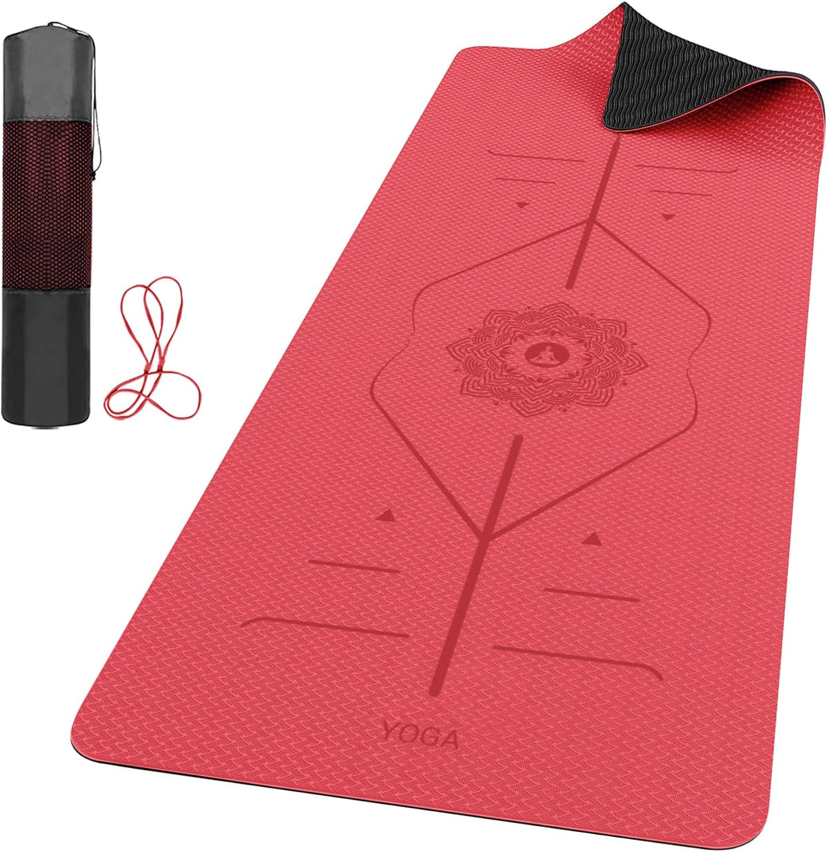 Pro Yoga Mat With Alignment Lines, 6Mm Thick Non-Slip Exercise Mat