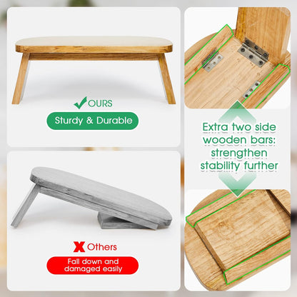 Bamboo Meditation Stool Foldable with Cushion, 16.1 x 7.5 x 6.7 Inch