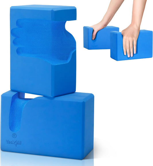 Yoga Blocks 2 Pack Wrist Support, Comfort, and Grip Strength, Support for Balance Fitness and Exercise, EVA Foam Blocks Pilates Yoga Brick Yoga Accessories