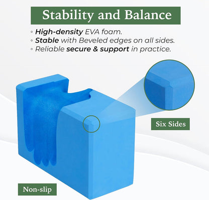 Yoga Blocks 2 Pack Wrist Support, Comfort, and Grip Strength, Support for Balance Fitness and Exercise, EVA Foam Blocks Pilates Yoga Brick Yoga Accessories