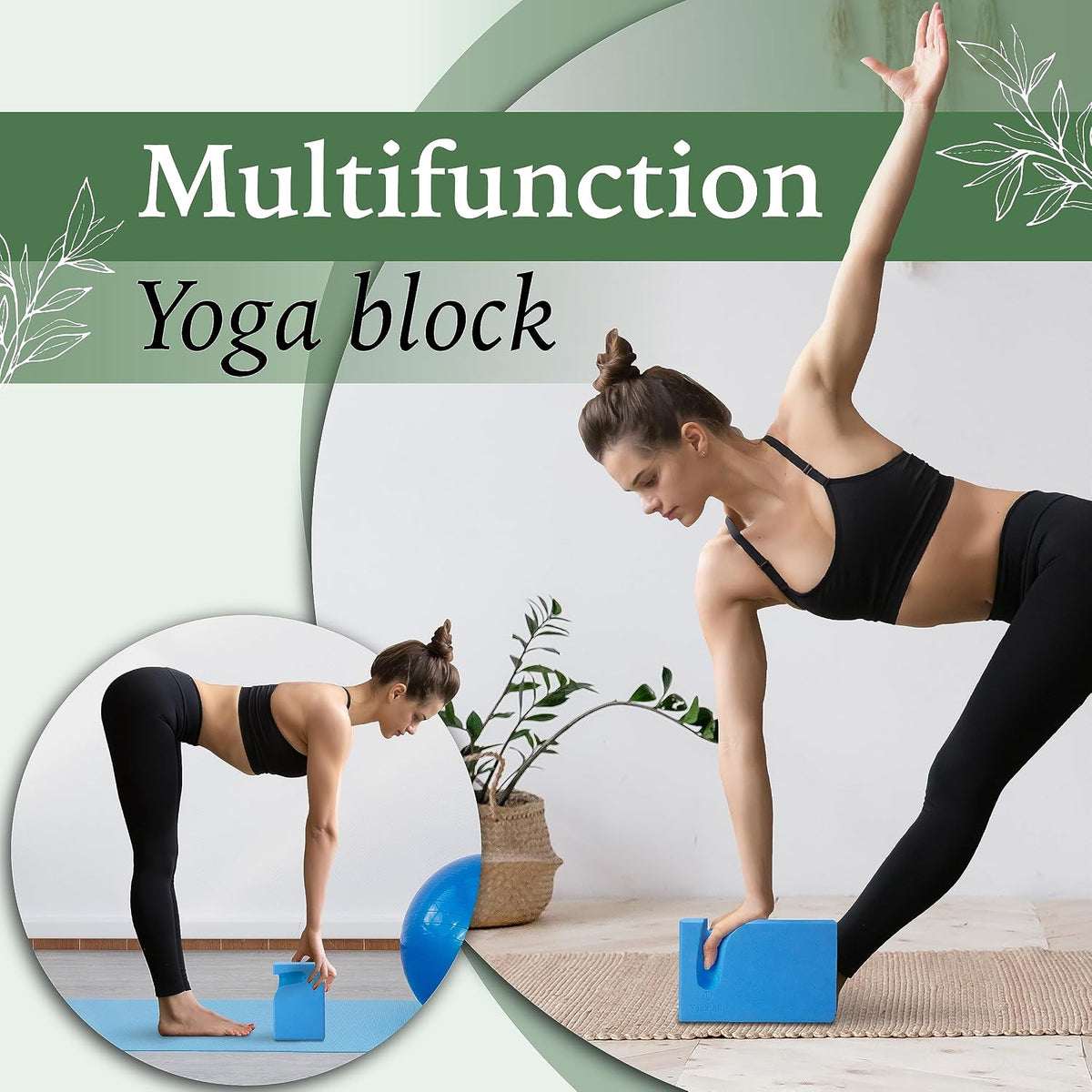 Yoga Blocks 2 Pack Wrist Support, Comfort, and Grip Strength, Support for Balance Fitness and Exercise, EVA Foam Blocks Pilates Yoga Brick Yoga Accessories