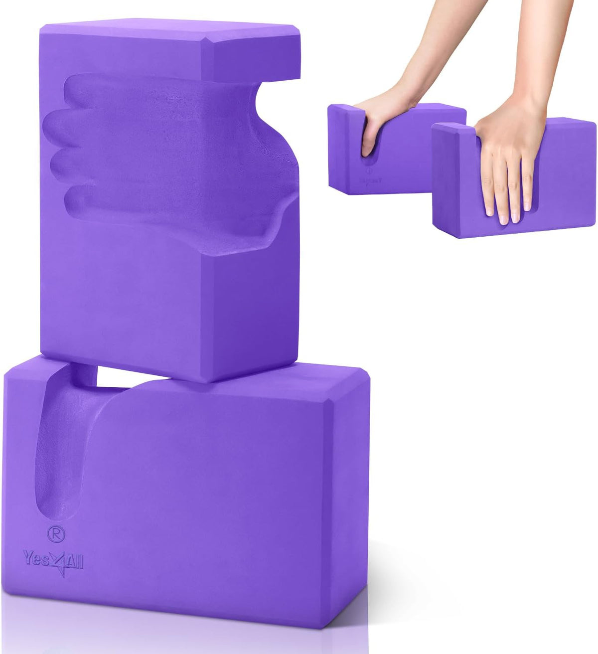 Yoga Blocks 2 Pack Wrist Support, Comfort, and Grip Strength, Support for Balance Fitness and Exercise, EVA Foam Blocks Pilates Yoga Brick Yoga Accessories