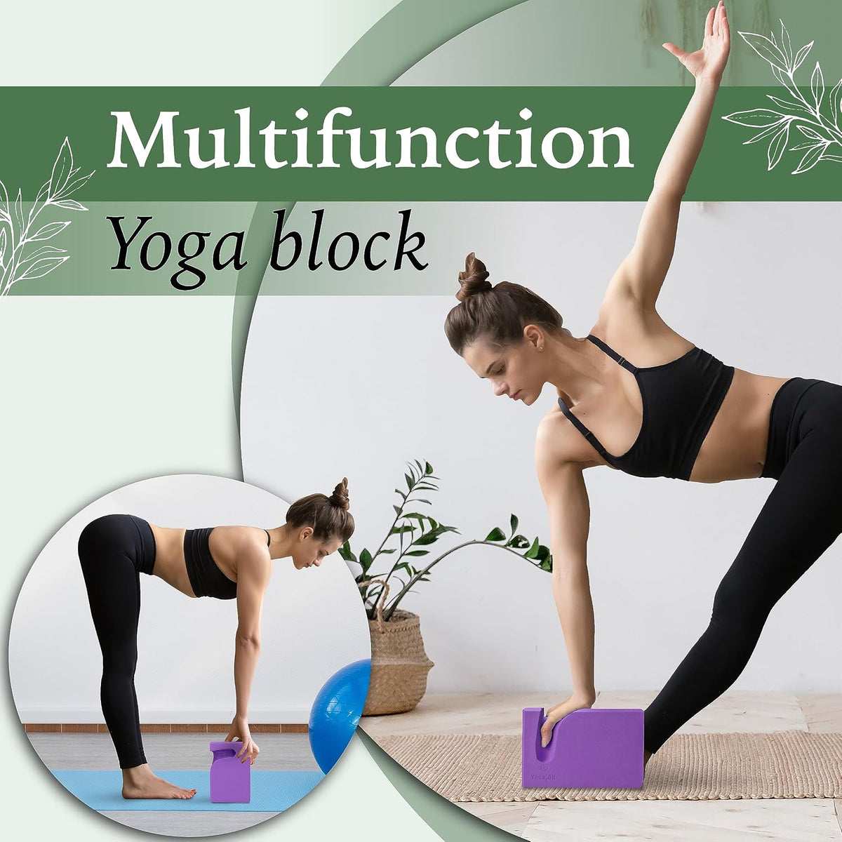 Yoga Blocks 2 Pack Wrist Support, Comfort, and Grip Strength, Support for Balance Fitness and Exercise, EVA Foam Blocks Pilates Yoga Brick Yoga Accessories
