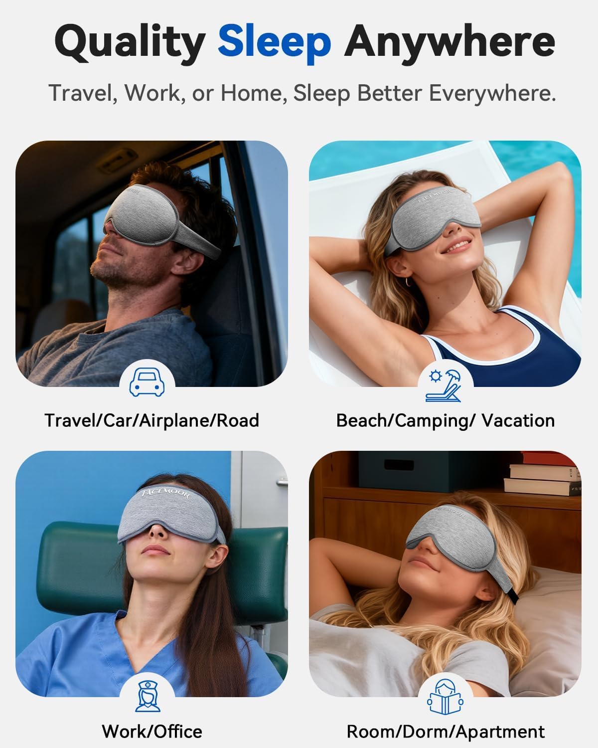3D Blackout Weighted Sleep Mask, Airplane Travel & Nurse Essential
