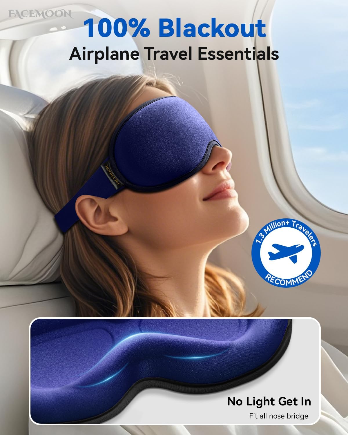 3D Blackout Weighted Sleep Mask, Airplane Travel & Nurse Essential