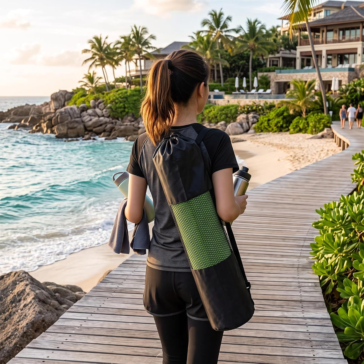 Yoga Mat Bag, Lightweight Mesh Net with Adjustable Strap for Comfortable Carrying for Yoga Mat, Snorkel Tube