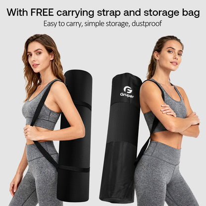 Yoga Mat Non Slip NBR Extra Thick Yoga Mat, 72"L x 32"/24"W x 0.6"/0.4"TH (185cm x 80cm/61cm x 15mm/10mm), Anti-Tear Exercise Mat with Carrying Strap and Bag, Workout Mats for Yoga, Pilates