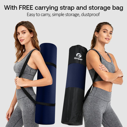 Yoga Mat Non Slip NBR Extra Thick Yoga Mat, 72"L x 32"/24"W x 0.6"/0.4"TH (185cm x 80cm/61cm x 15mm/10mm), Anti-Tear Exercise Mat with Carrying Strap and Bag, Workout Mats for Yoga, Pilates