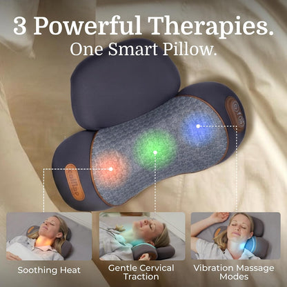 Original TheraPillow – 3-in-1 Neck Massager Pillow with Heat & Gentle Traction | Relaxing Neck & Shoulder Support with Vibration Massage, Wireless Design & USB-C Charging