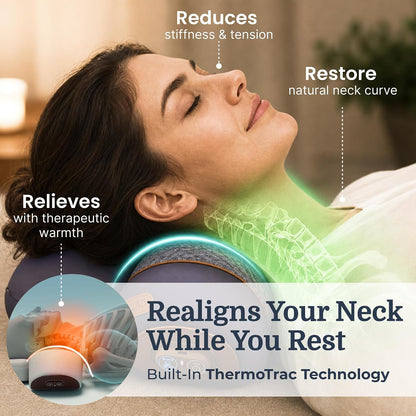 Original TheraPillow – 3-in-1 Neck Massager Pillow with Heat & Gentle Traction | Relaxing Neck & Shoulder Support with Vibration Massage, Wireless Design & USB-C Charging