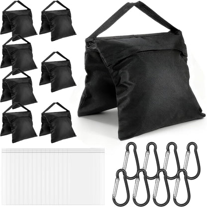 8 Pack Heavy Duty Sandbags with Clips, 20"x9.6" Oxford Cloth Weight Bags for Photography Studio Light Stand, Canopy, Tripod & Outdoor Tent