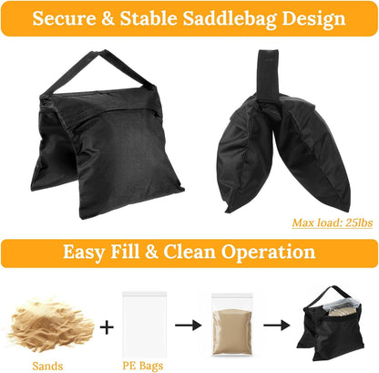 8 Pack Heavy Duty Sandbags with Clips, 20"x9.6" Oxford Cloth Weight Bags for Photography Studio Light Stand, Canopy, Tripod & Outdoor Tent