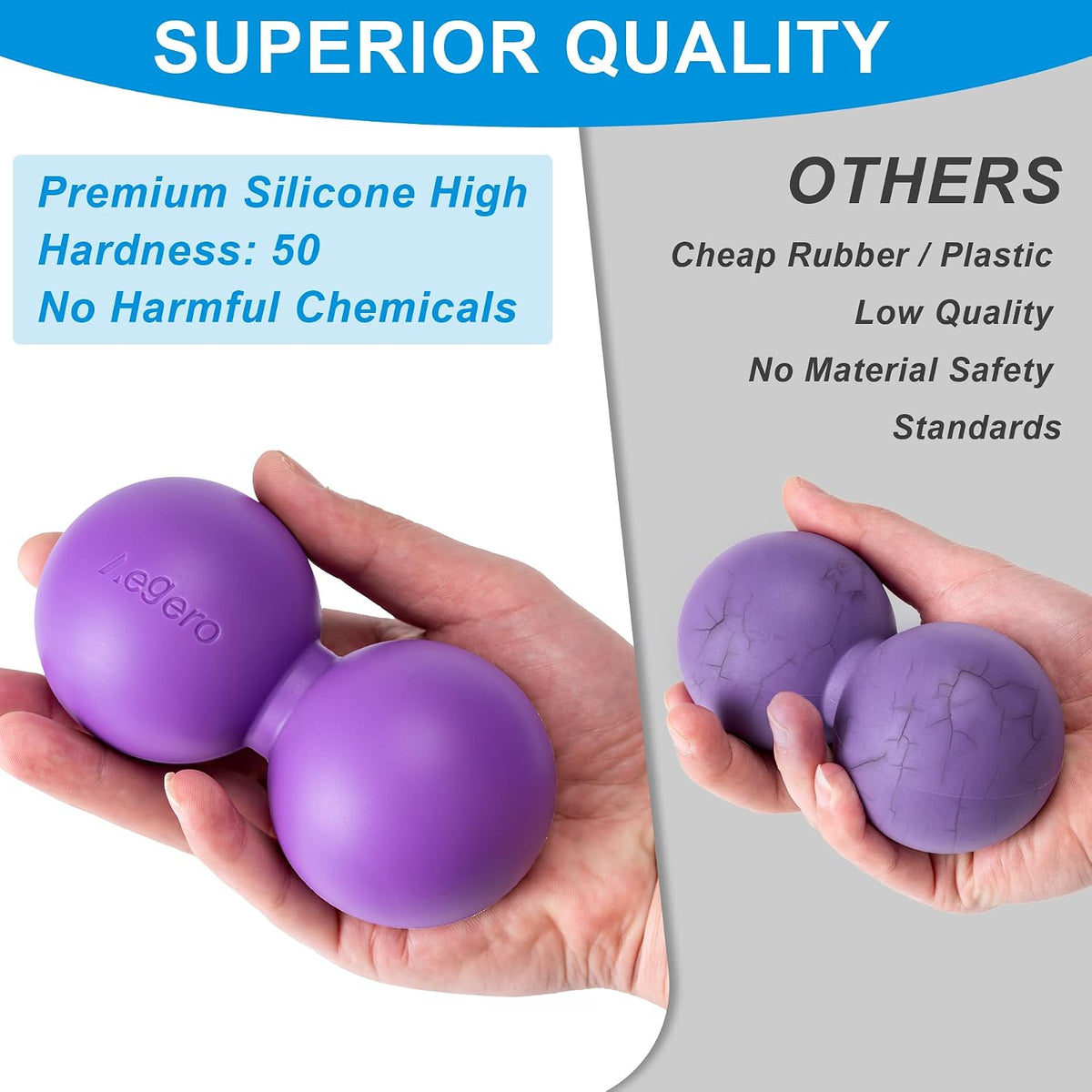 Peanut Massage Ball-Double Lacrosse Massage Ball (Grey Firm Ball)
