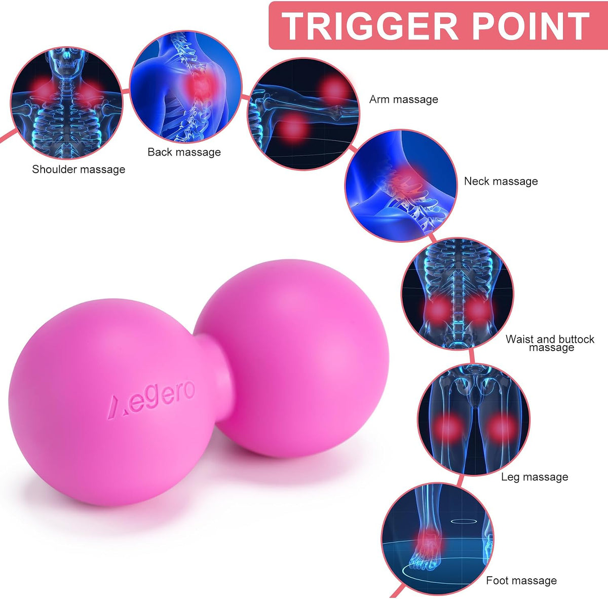 Peanut Massage Ball-Double Lacrosse Massage Ball (Grey Firm Ball)