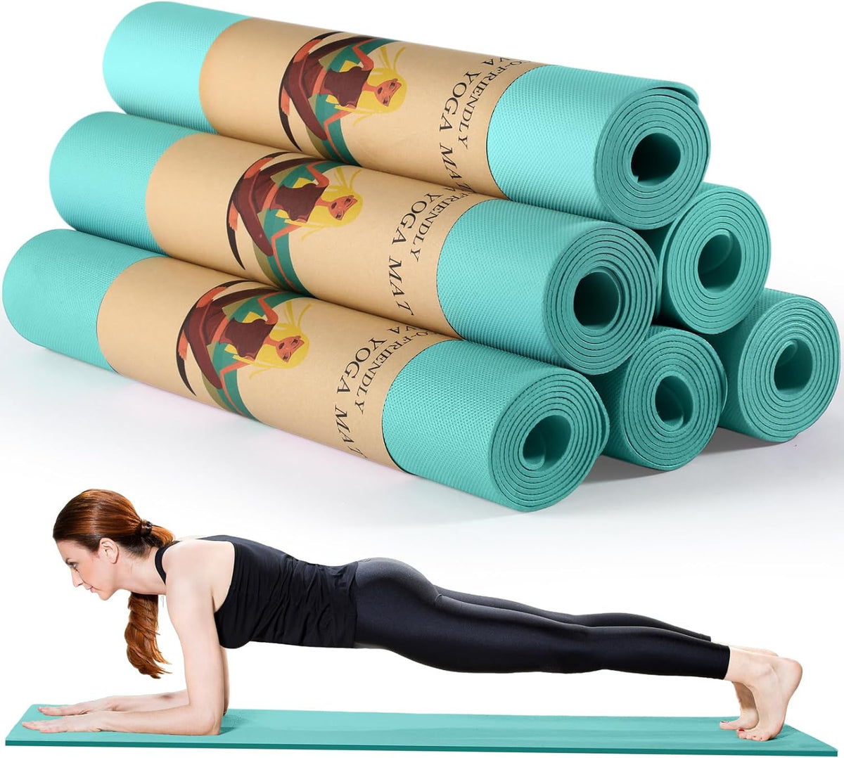 6 Pack Yoga Mats Bulk 68 x 24 Inches Non Slip Exercise Yoga Mat 4 mm Thick Anti Slip Tear Resistant Sports Gym for Fitness Stretching Home Workout and Studio