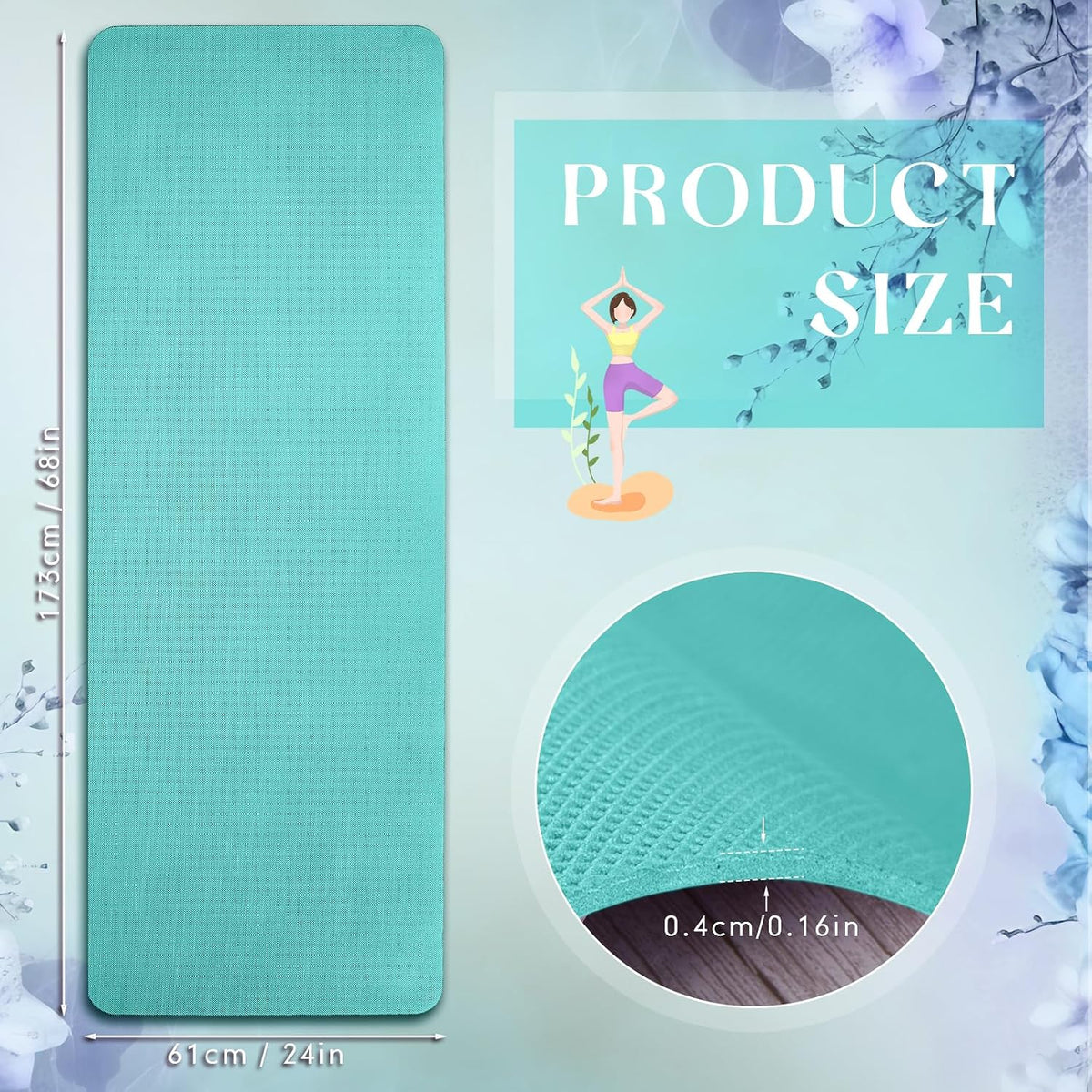 6 Pack Yoga Mats Bulk 68 x 24 Inches Non Slip Exercise Yoga Mat 4 mm Thick Anti Slip Tear Resistant Sports Gym for Fitness Stretching Home Workout and Studio