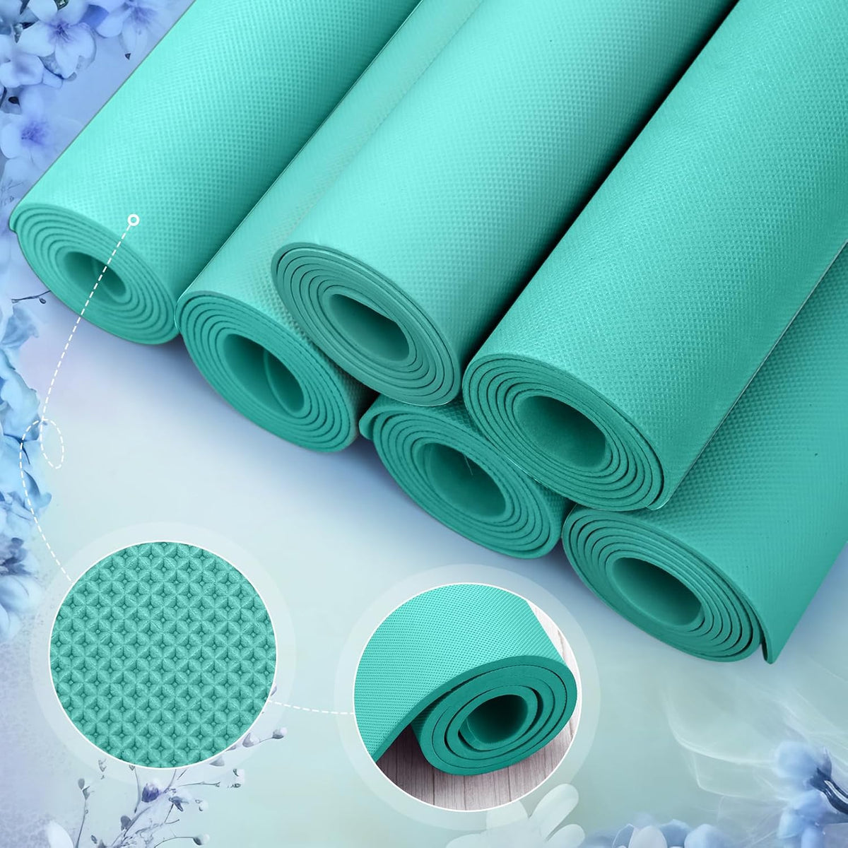 6 Pack Yoga Mats Bulk 68 x 24 Inches Non Slip Exercise Yoga Mat 4 mm Thick Anti Slip Tear Resistant Sports Gym for Fitness Stretching Home Workout and Studio