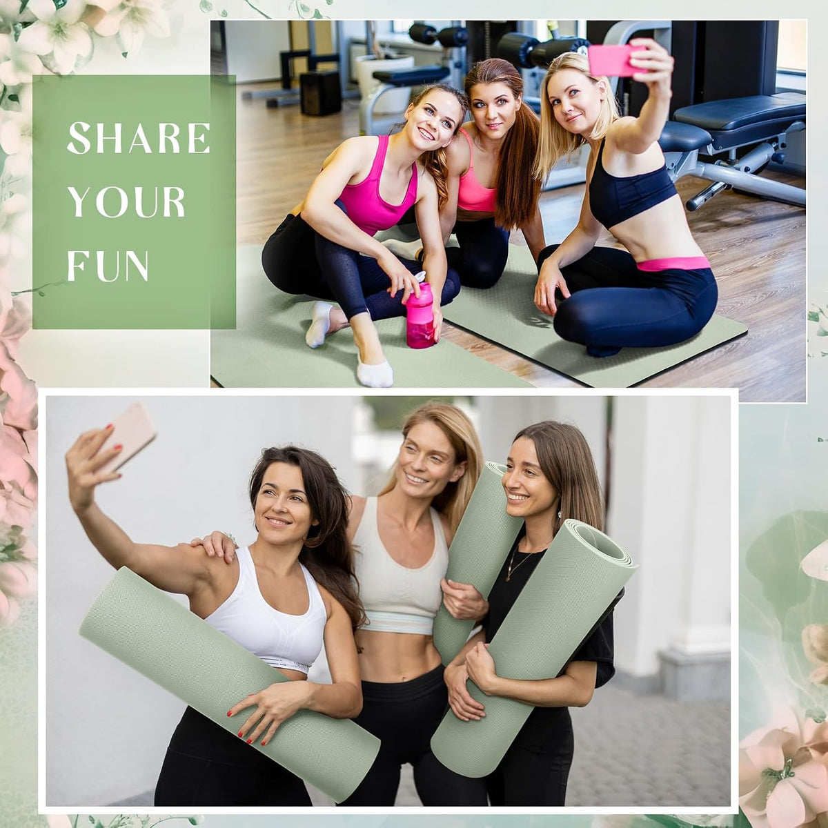 6 Pack Yoga Mats Bulk 68 x 24 Inches Non Slip Exercise Yoga Mat 4 mm Thick Anti Slip Tear Resistant Sports Gym for Fitness Stretching Home Workout and Studio