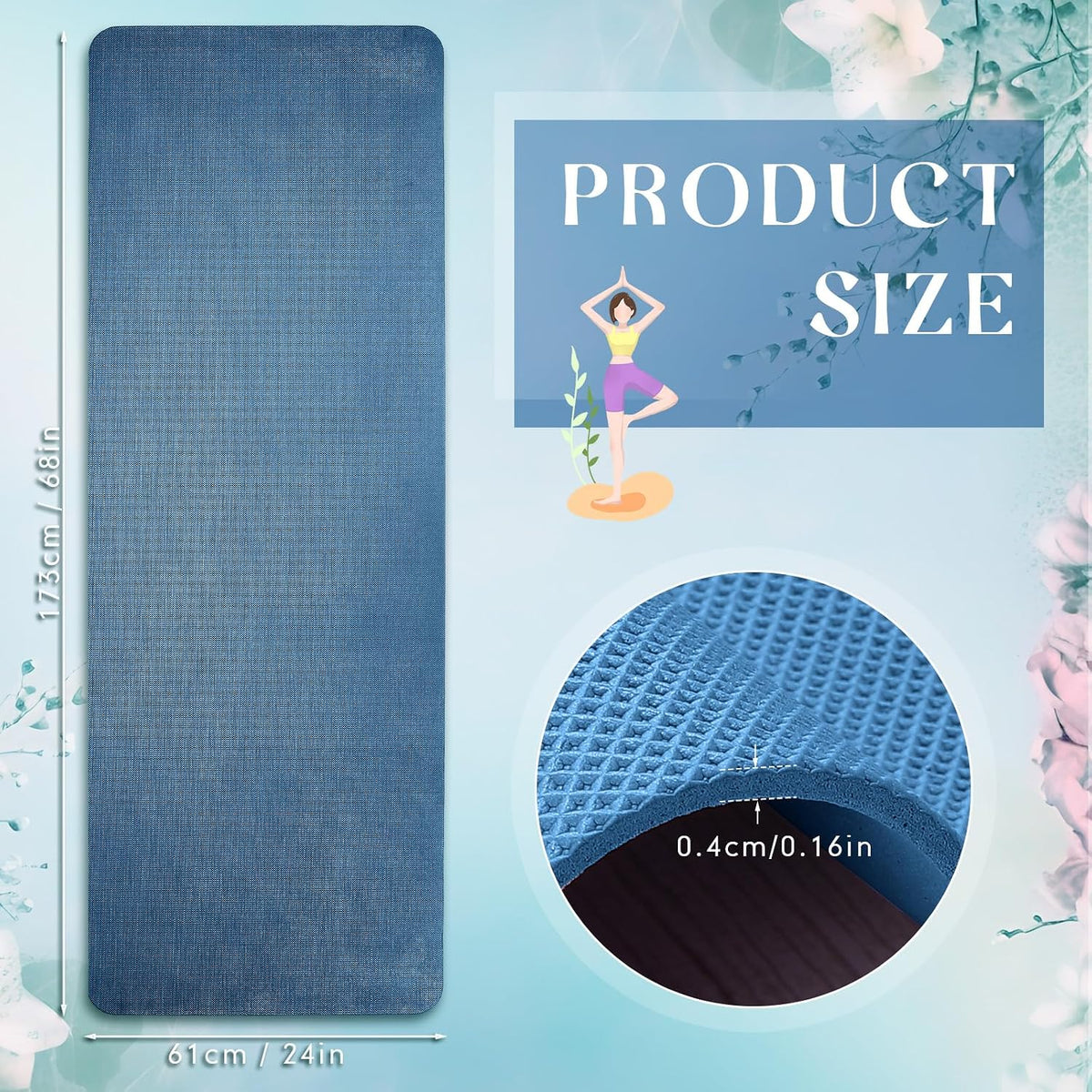 6 Pack Yoga Mats Bulk 68 x 24 Inches Non Slip Exercise Yoga Mat 4 mm Thick Anti Slip Tear Resistant Sports Gym for Fitness Stretching Home Workout and Studio