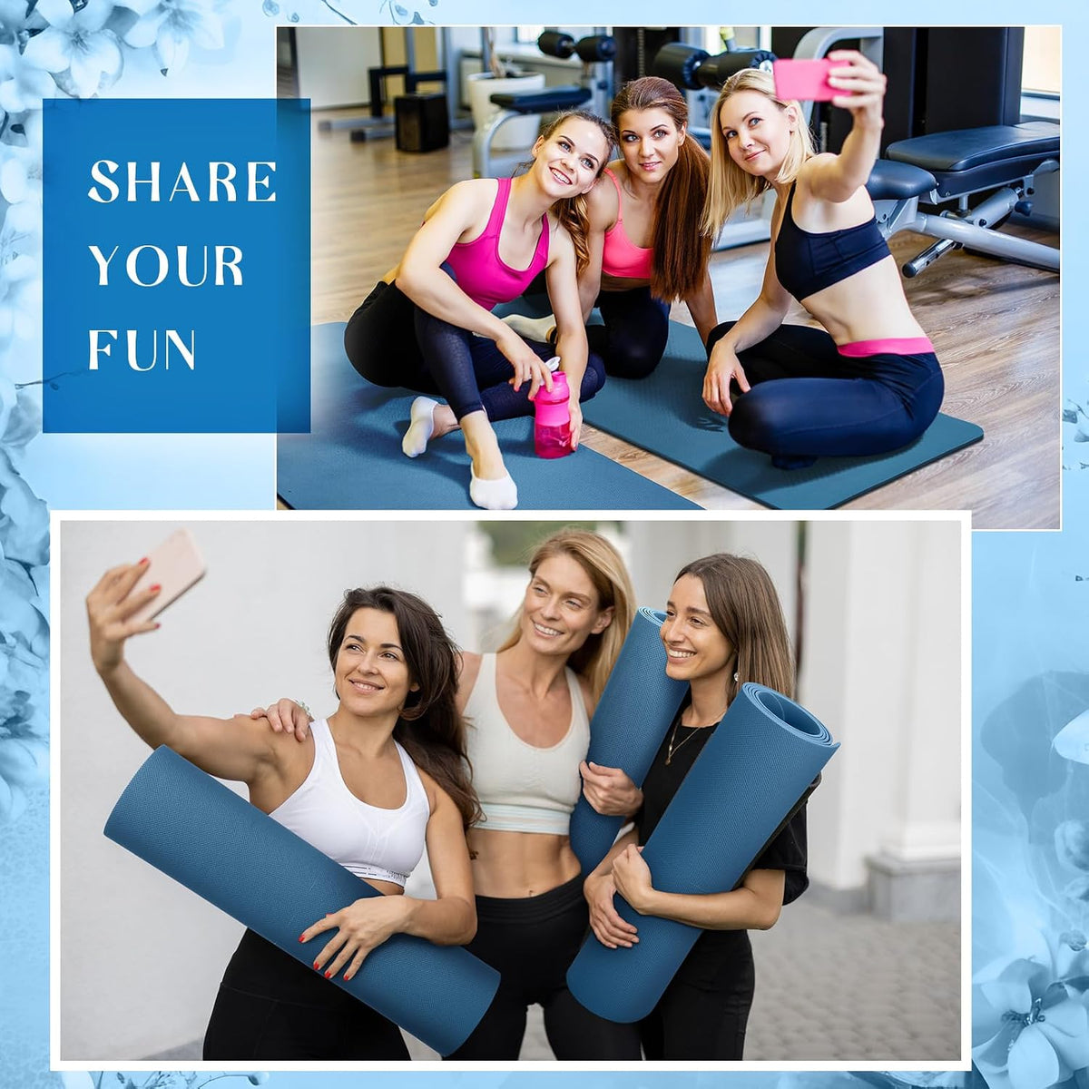 6 Pack Yoga Mats Bulk 68 x 24 Inches Non Slip Exercise Yoga Mat 4 mm Thick Anti Slip Tear Resistant Sports Gym for Fitness Stretching Home Workout and Studio