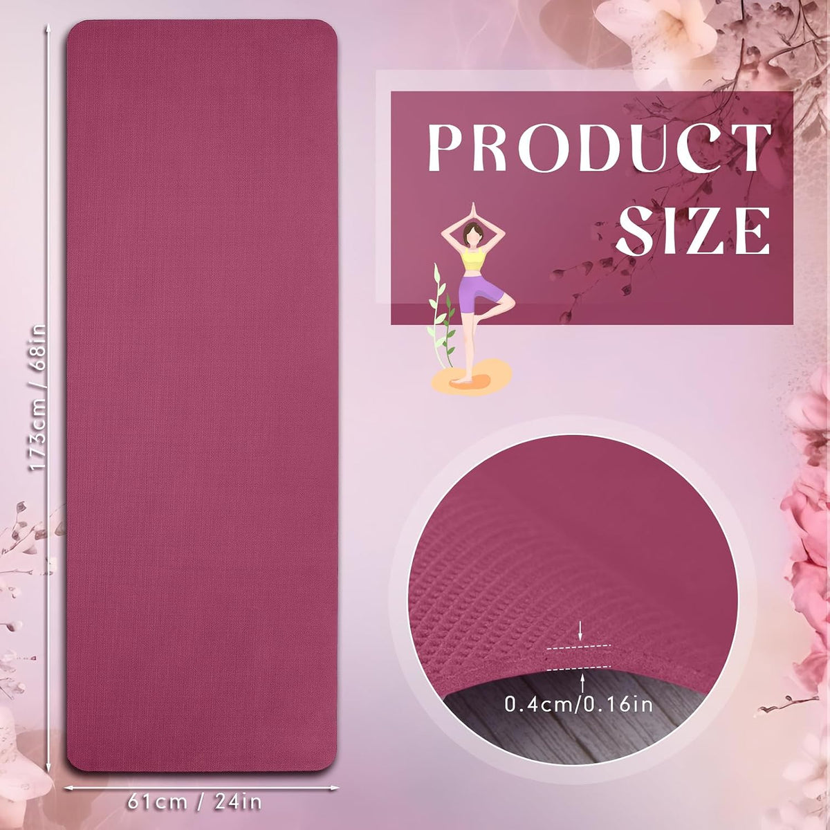 6 Pack Yoga Mats Bulk 68 x 24 Inches Non Slip Exercise Yoga Mat 4 mm Thick Anti Slip Tear Resistant Sports Gym for Fitness Stretching Home Workout and Studio