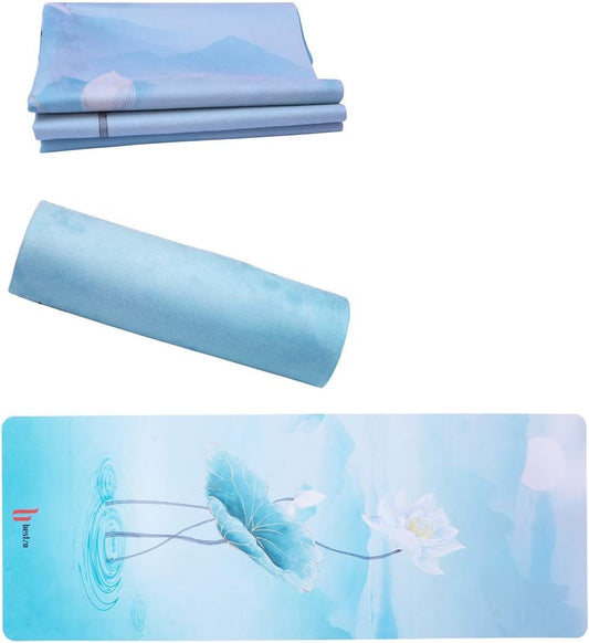 Travel Yoga Mat-Sweat Absorbent Anti Slip,Portable 1/16 Inch Ultra Thin Folding Mat for Yoga Pilates Fitness Exercise,Comes with Carrying Bag (Quiet Lotus)