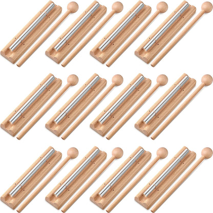 12 Pcs Meditation Chime, Mindfulness Teacher Hand Bell Chime Musical Percussion Instrument with Mallet Reminder Tools for Prayer Yoga Music Sound Gift