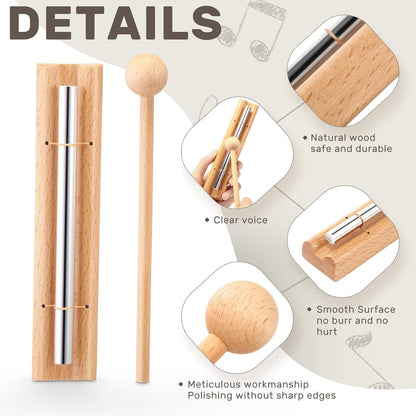 12 Pcs Meditation Chime, Mindfulness Teacher Hand Bell Chime Musical Percussion Instrument with Mallet Reminder Tools for Prayer Yoga Music Sound Gift