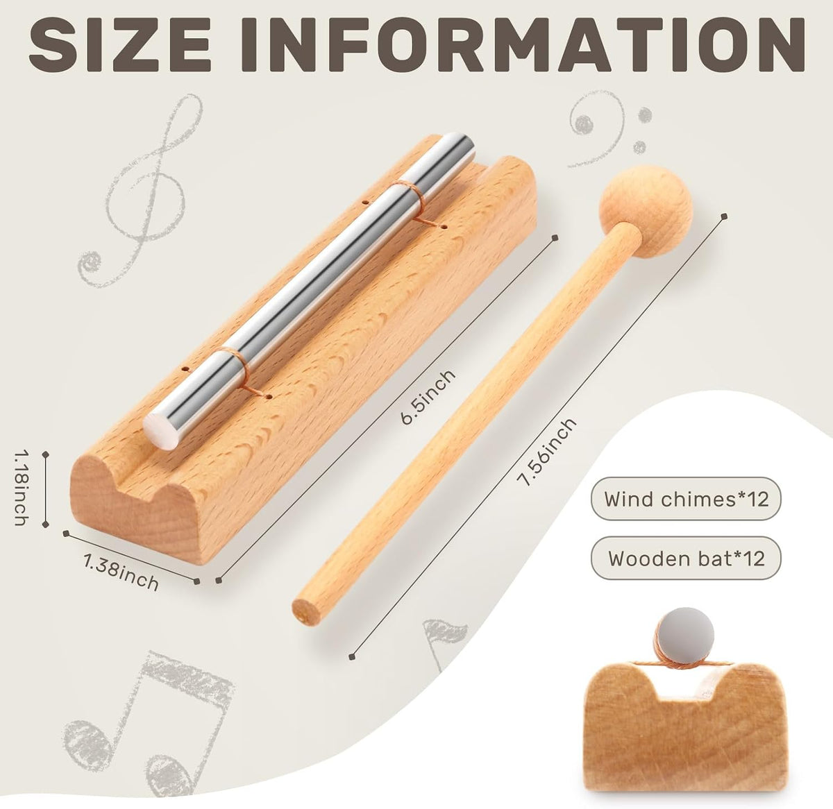 12 Pcs Meditation Chime, Mindfulness Teacher Hand Bell Chime Musical Percussion Instrument with Mallet Reminder Tools for Prayer Yoga Music Sound Gift