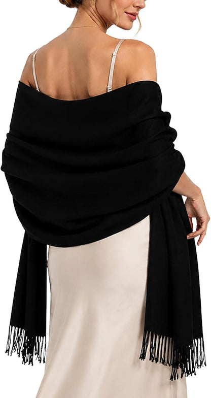 Women's Fringe Shawl Wrap Pashmina Scarf for Wedding Evening