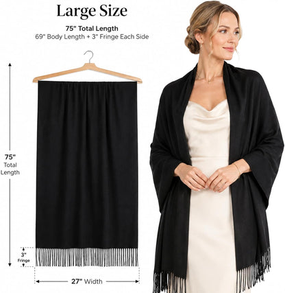 Women's Fringe Shawl Wrap Pashmina Scarf for Wedding Evening