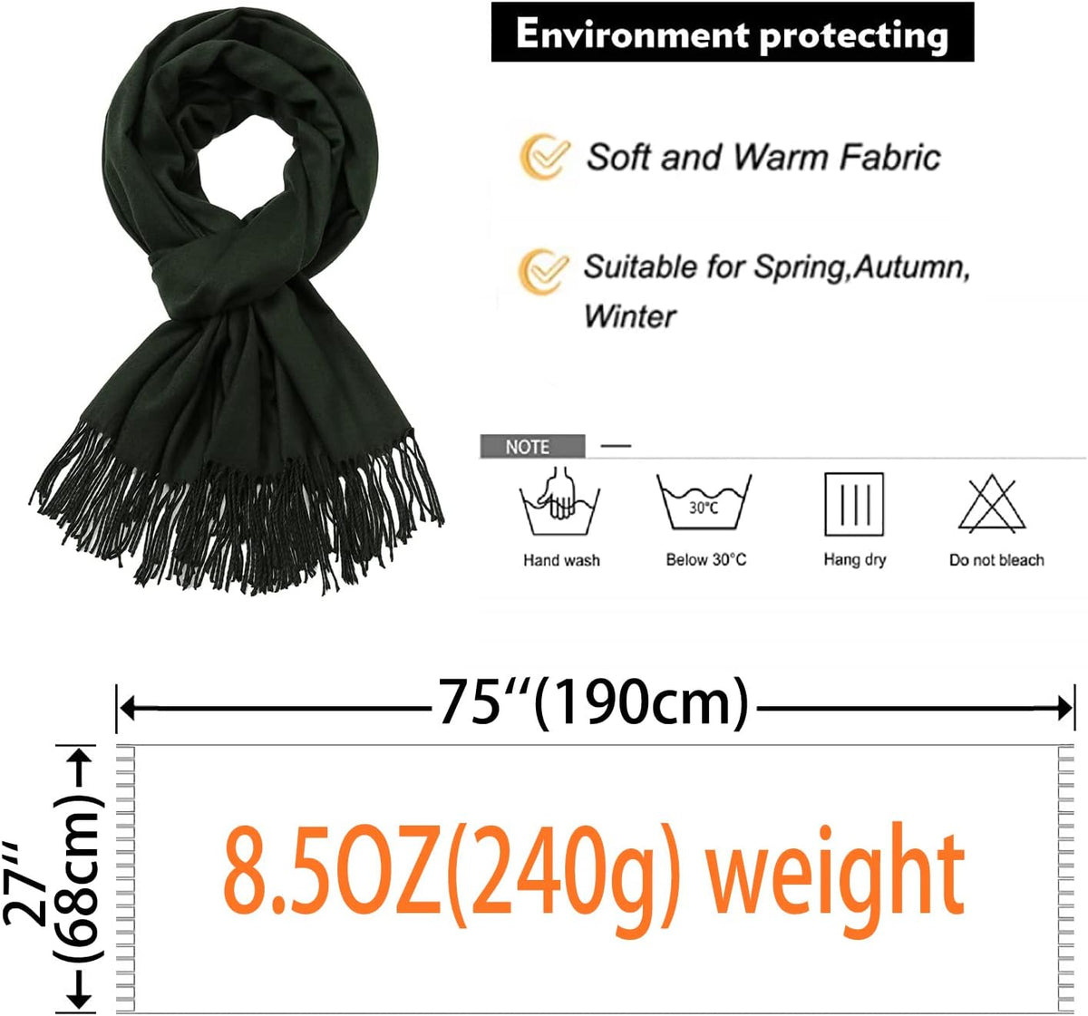 Women's Fringe Shawl Wrap Pashmina Scarf for Wedding Evening