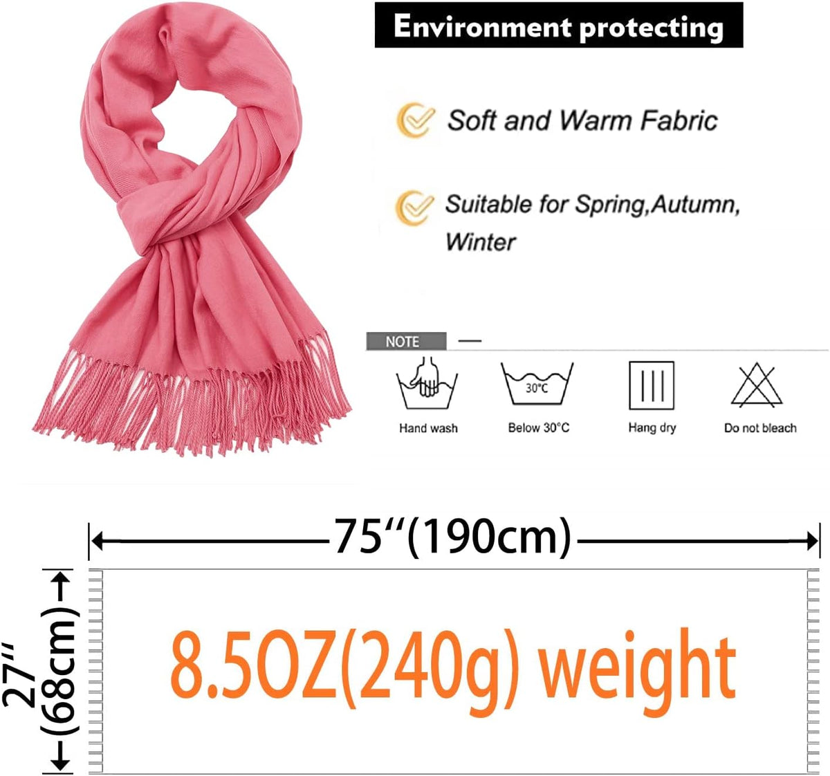 Women's Fringe Shawl Wrap Pashmina Scarf for Wedding Evening