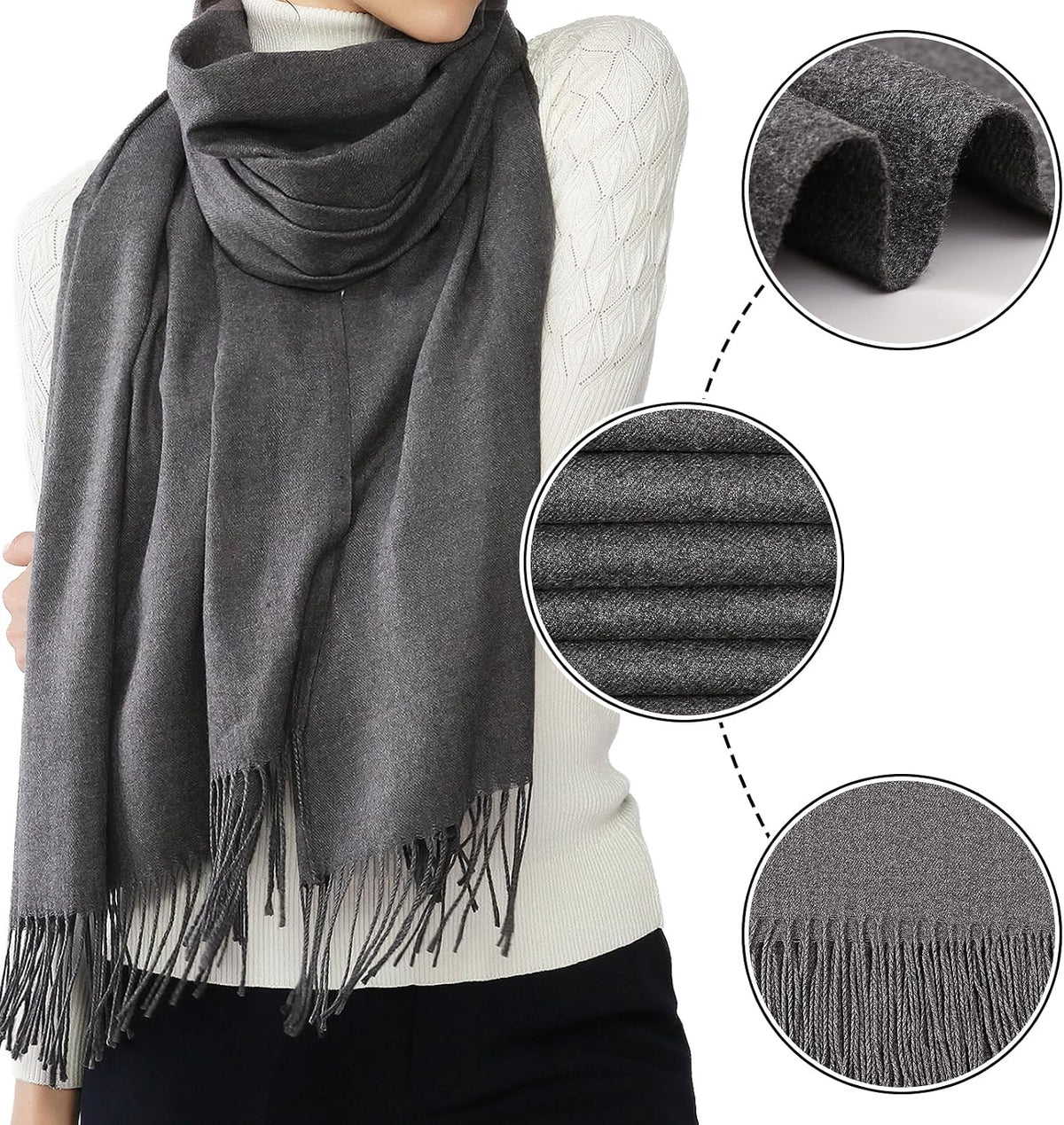 Women's Fringe Shawl Wrap Pashmina Scarf for Wedding Evening