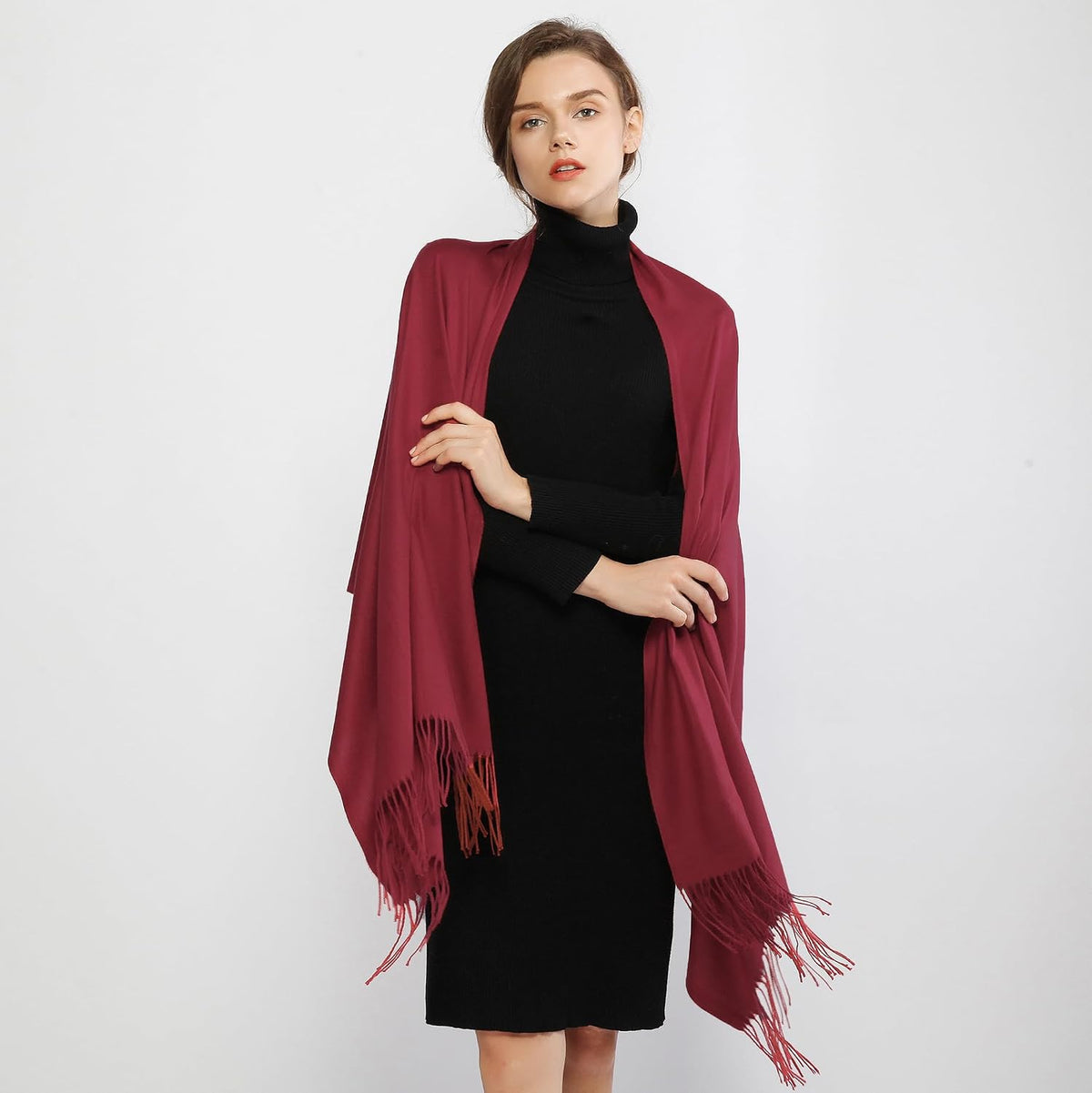 Women's Fringe Shawl Wrap Pashmina Scarf for Wedding Evening