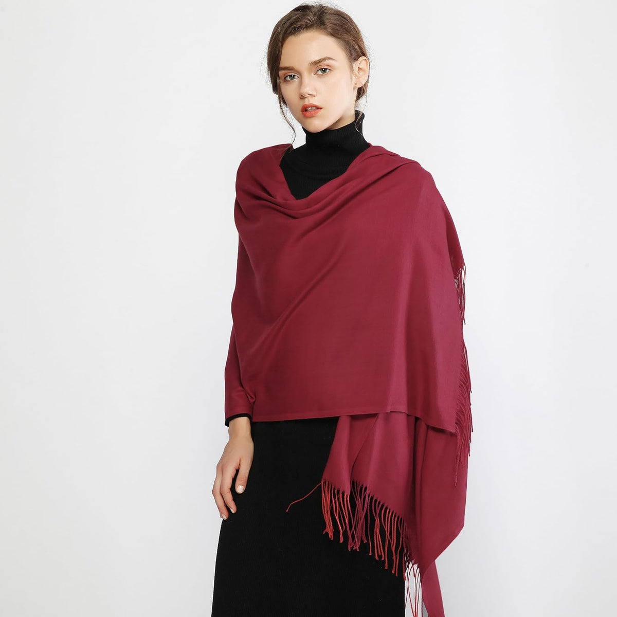 Women's Fringe Shawl Wrap Pashmina Scarf for Wedding Evening