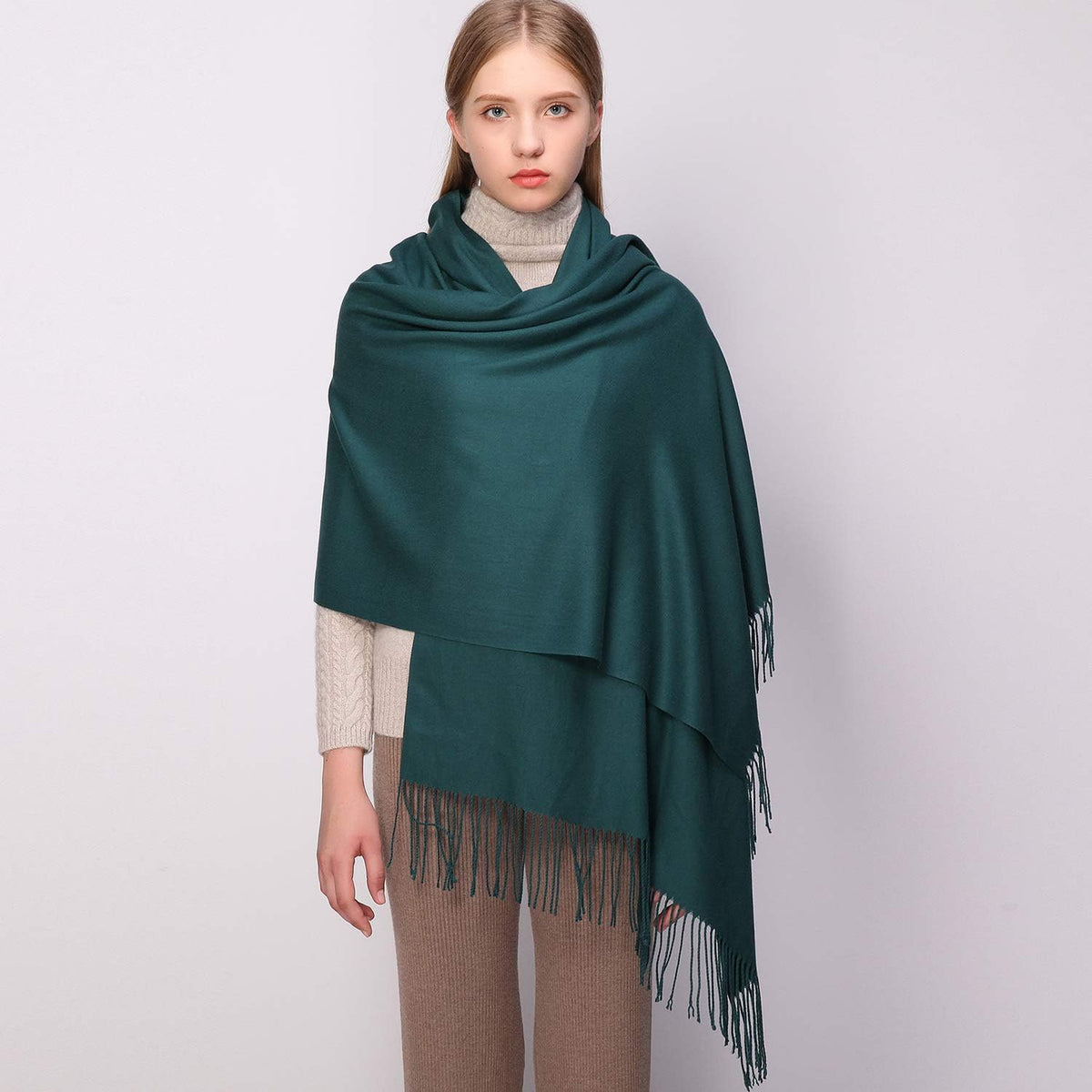 Women's Fringe Shawl Wrap Pashmina Scarf for Wedding Evening
