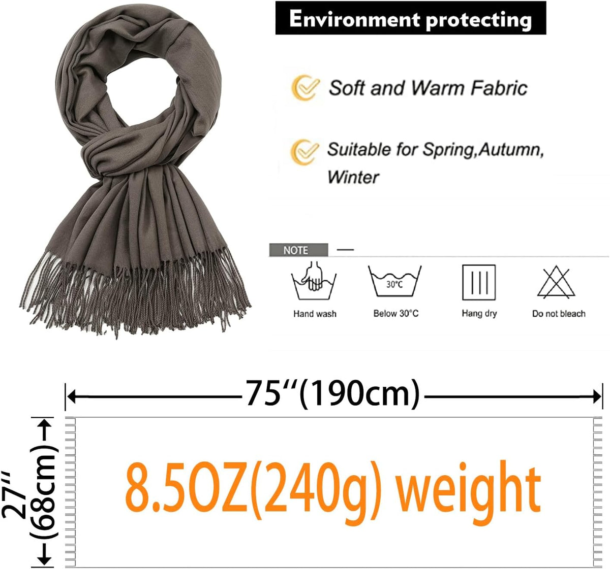 Women's Fringe Shawl Wrap Pashmina Scarf for Wedding Evening