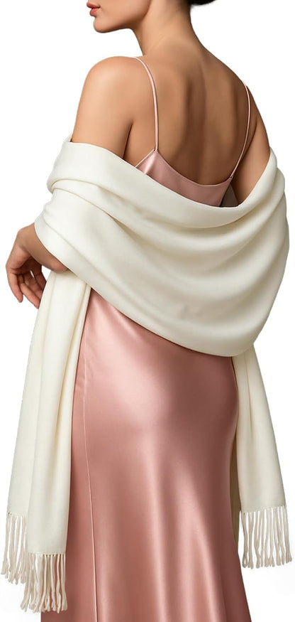 Women's Fringe Shawl Wrap Pashmina Scarf for Wedding Evening