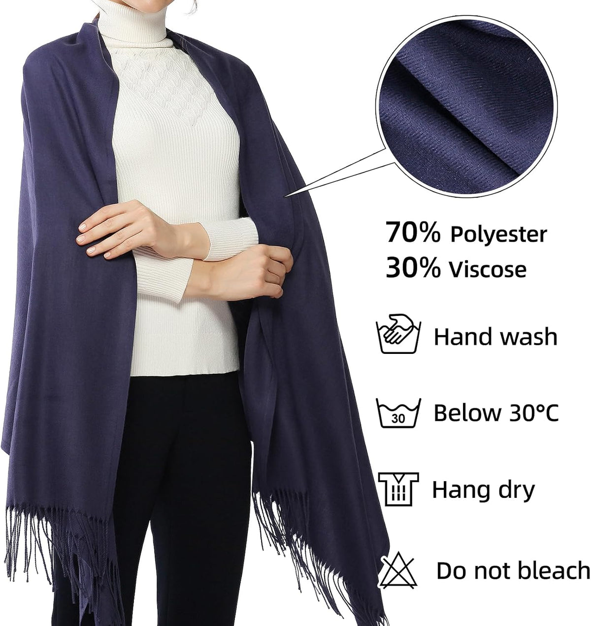Women's Fringe Shawl Wrap Pashmina Scarf for Wedding Evening