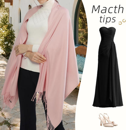 Women's Fringe Shawl Wrap Pashmina Scarf for Wedding Evening
