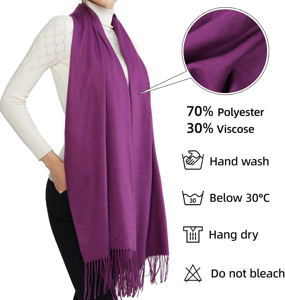 Women's Fringe Shawl Wrap Pashmina Scarf for Wedding Evening