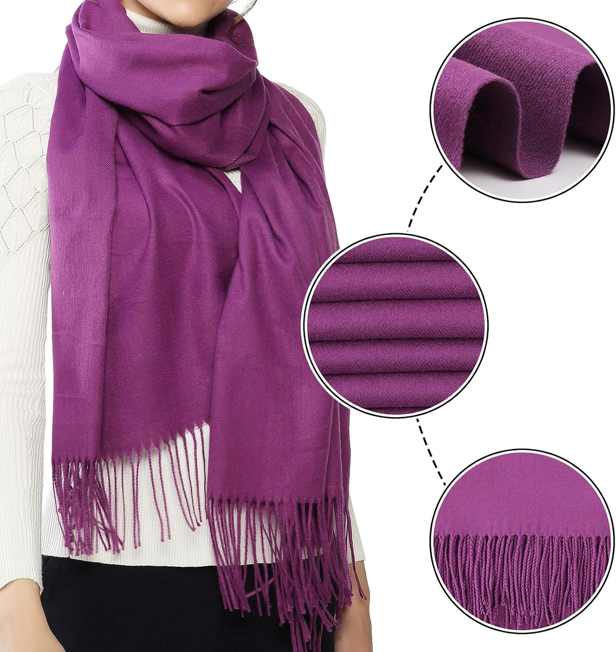 Women's Fringe Shawl Wrap Pashmina Scarf for Wedding Evening
